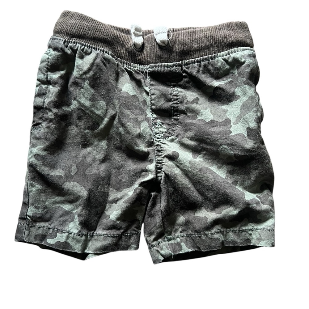 Cat and Jack Boys Drawstring Green Camouflage Shorts | 18M
